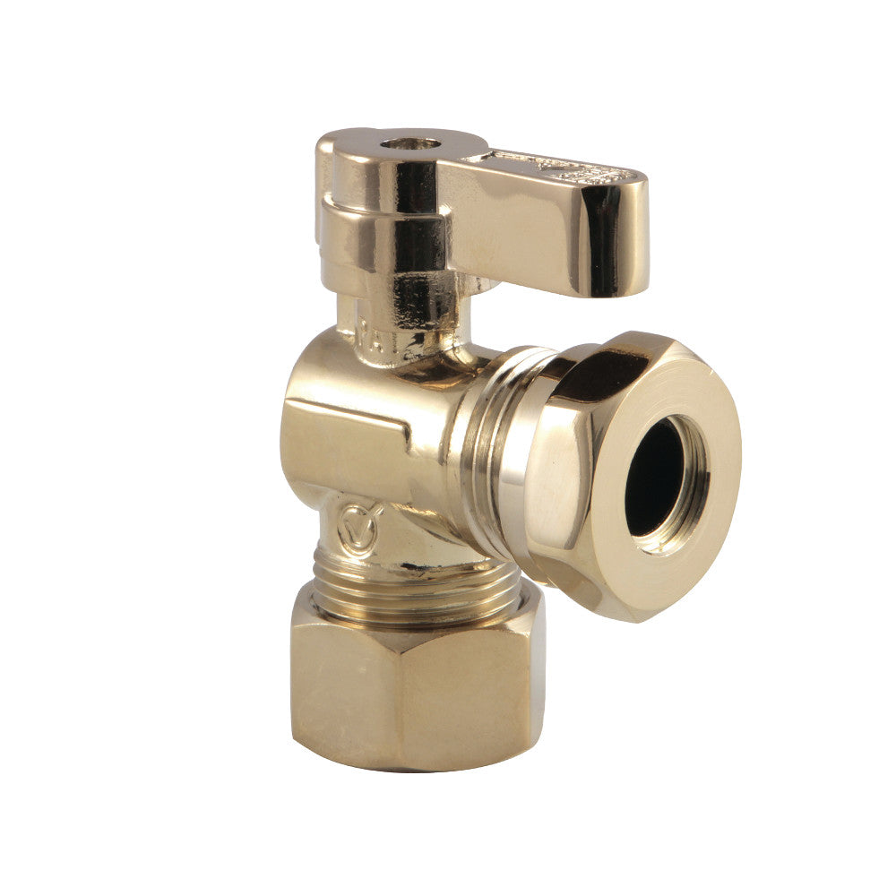 Kingston Brass KF5430PB 5/8" OD Comp X 1/2" or 7/16" Slip Joint Angle Stop Valve, Polished Brass - BNGBath