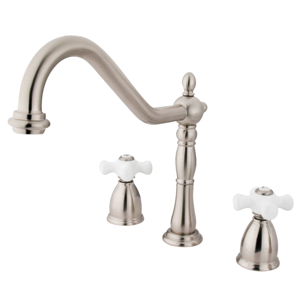 Kingston Brass KB1798PXLS Widespread Kitchen Faucet, Brushed Nickel - BNGBath