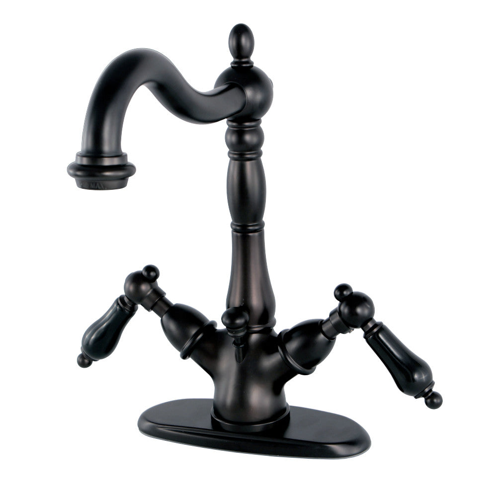 Kingston Brass KS1435PKL Duchess Two-Handle Bathroom Faucet with Brass Pop-Up and Cover Plate, Oil Rubbed Bronze - BNGBath