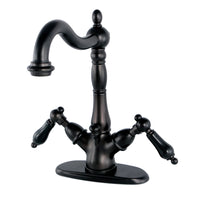 Thumbnail for Kingston Brass KS1435PKL Duchess Two-Handle Bathroom Faucet with Brass Pop-Up and Cover Plate, Oil Rubbed Bronze - BNGBath