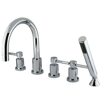 Thumbnail for Kingston Brass KS83215DL Concord 5-Piece Roman Tub Faucet, Polished Chrome - BNGBath