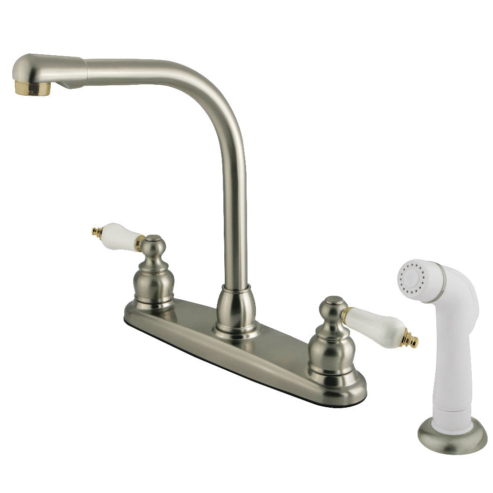 Kingston Brass GKB719 Victorian Centerset Kitchen Faucet, Brushed Nickel/Polished Brass - BNGBath