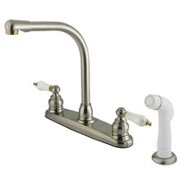 Thumbnail for Kingston Brass GKB719 Victorian Centerset Kitchen Faucet, Brushed Nickel/Polished Brass - BNGBath