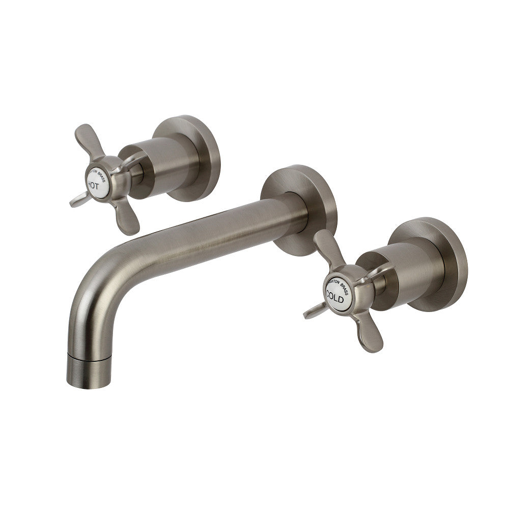 Kingston Brass KS8128BEX Essex 2-Handle 8 in. Wall Mount Bathroom Faucet, Brushed Nickel - BNGBath