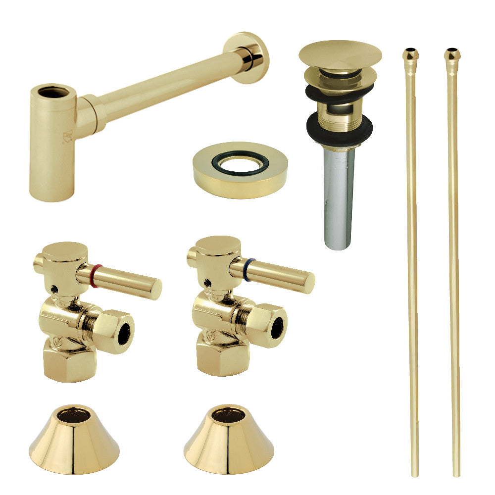 Kingston Brass CC43102DLVOKB30 Modern Plumbing Sink Trim Kit with Bottle Trap and Overflow Drain, Polished Brass - BNGBath