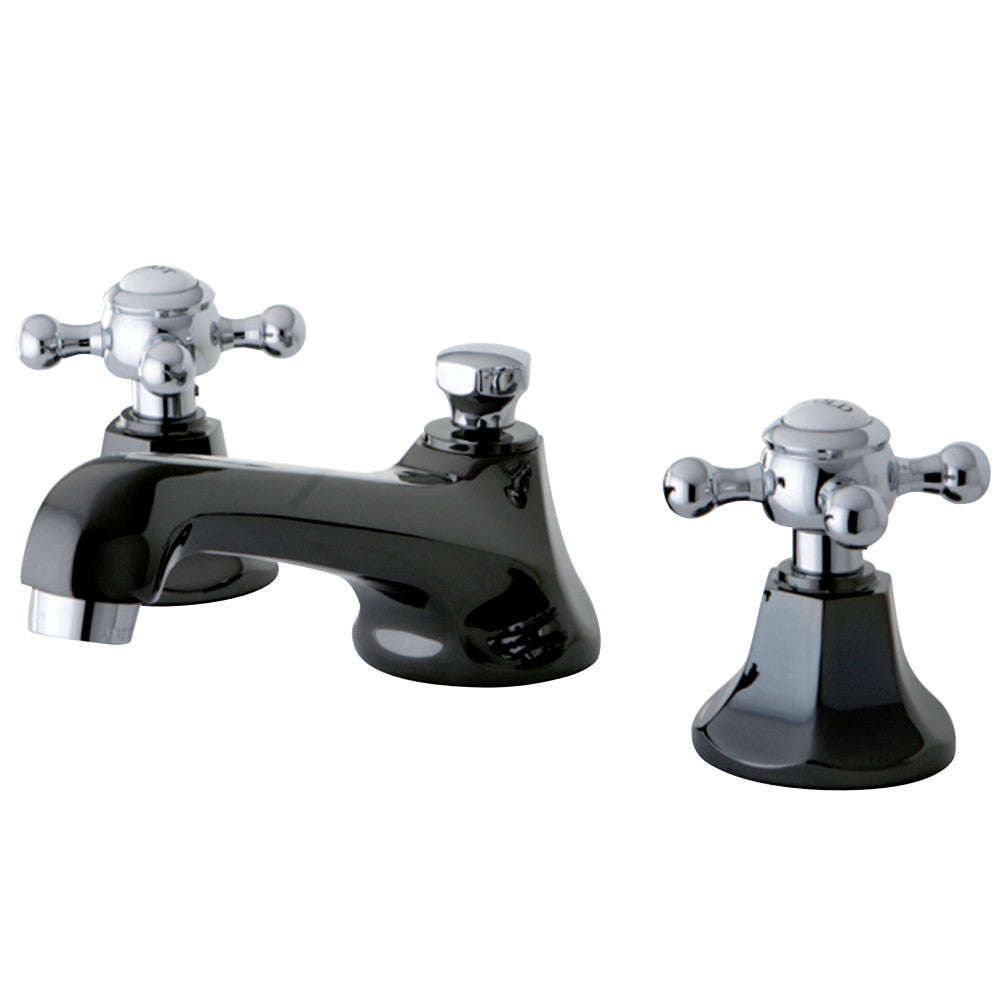 Kingston Brass NS4467BX Widespread Bathroom Faucet, Black Stainless Steel/Polished Chrome - BNGBath