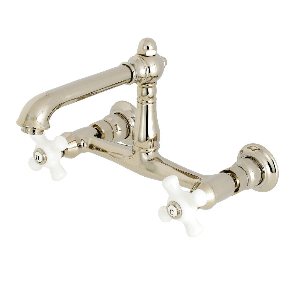 Kingston Brass KS7246PX Wall Mount Bathroom Faucet, Polished Nickel - BNGBath