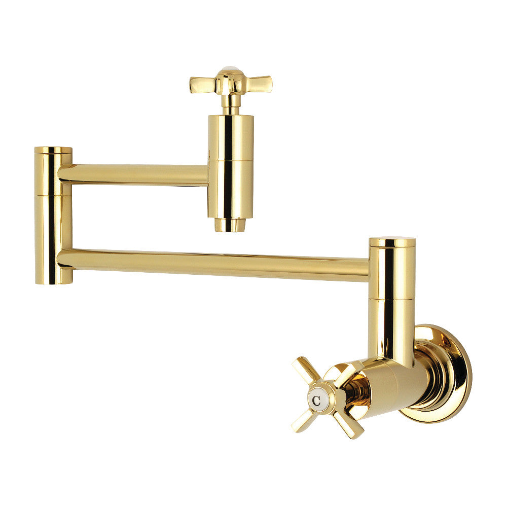 Kingston Brass KS8102ZX Millennium Wall Mount Pot Filler Kitchen Faucet, Polished Brass - BNGBath