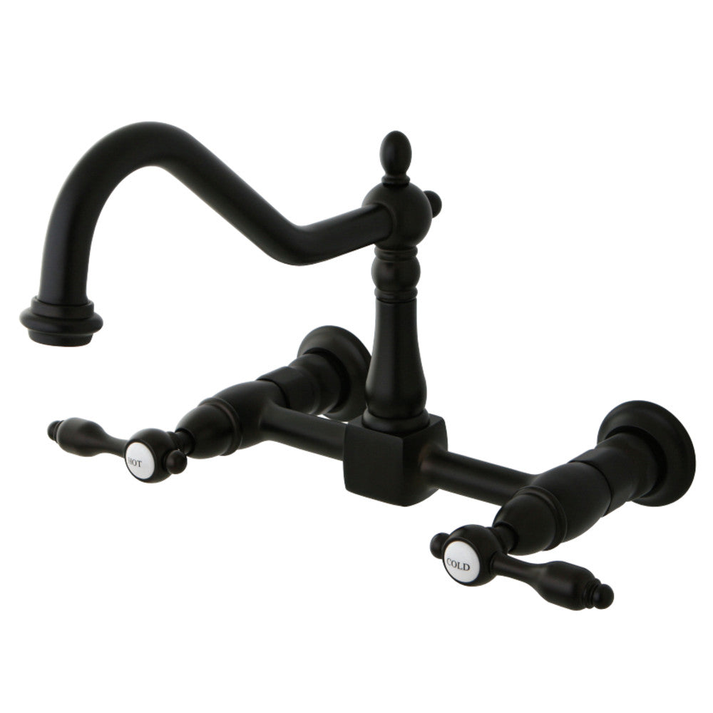 Kingston Brass KS1245TAL Tudor Wall Mount Bridge Kitchen Faucet, Oil Rubbed Bronze - BNGBath