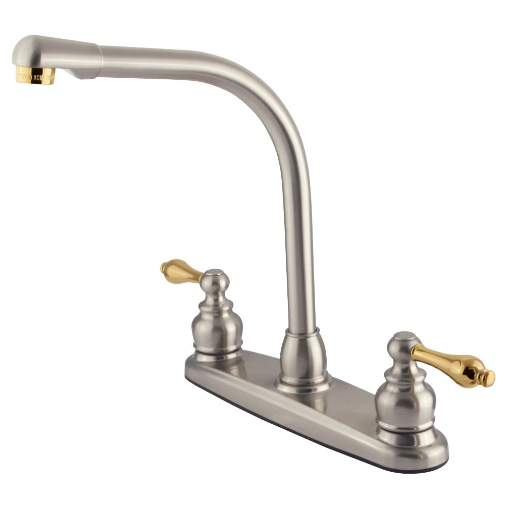 Kingston Brass GKB719ALLS Victorian Centerset Kitchen Faucet, Brushed Nickel/Polished Brass - BNGBath