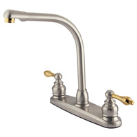 Thumbnail for Kingston Brass GKB719ALLS Victorian Centerset Kitchen Faucet, Brushed Nickel/Polished Brass - BNGBath