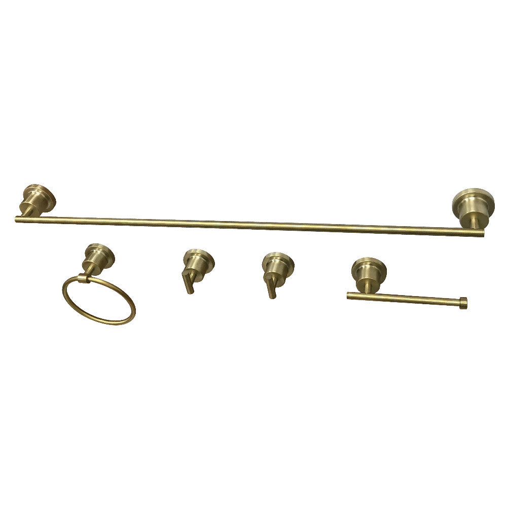 Kingston Brass BAH8230478SB Concord 5-Piece Bathroom Accessory Set, Brushed Brass - BNGBath