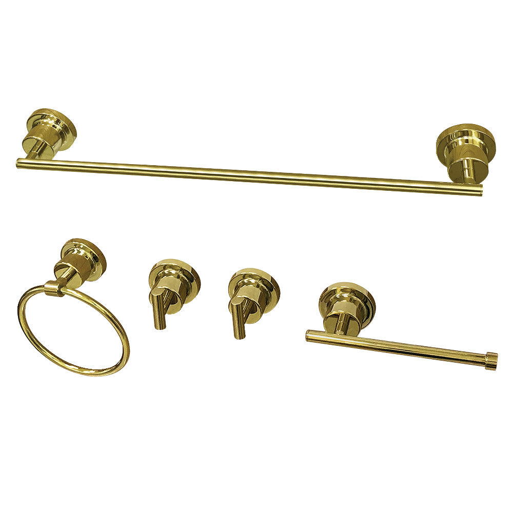 Kingston Brass BAH8212478PB Concord 5-Piece Bathroom Accessory Set, Polished Brass - BNGBath