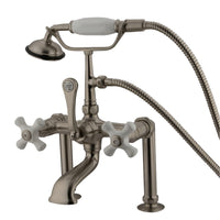 Thumbnail for Kingston Brass CC111T8 Vintage 7-Inch Deck Mount Clawfoot Tub Faucet with Hand Shower, Brushed Nickel - BNGBath