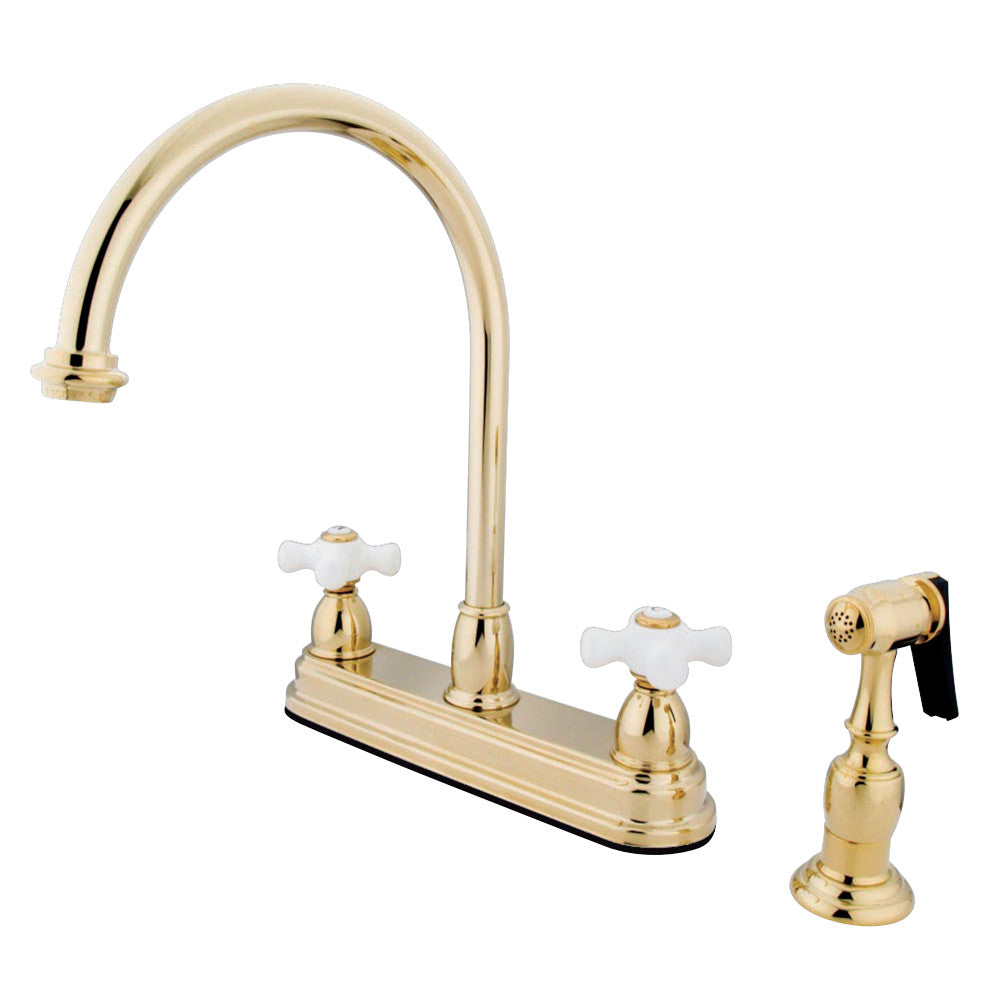 Kingston Brass KB3752PXBS Restoration Centerset Kitchen Faucet, Polished Brass - BNGBath