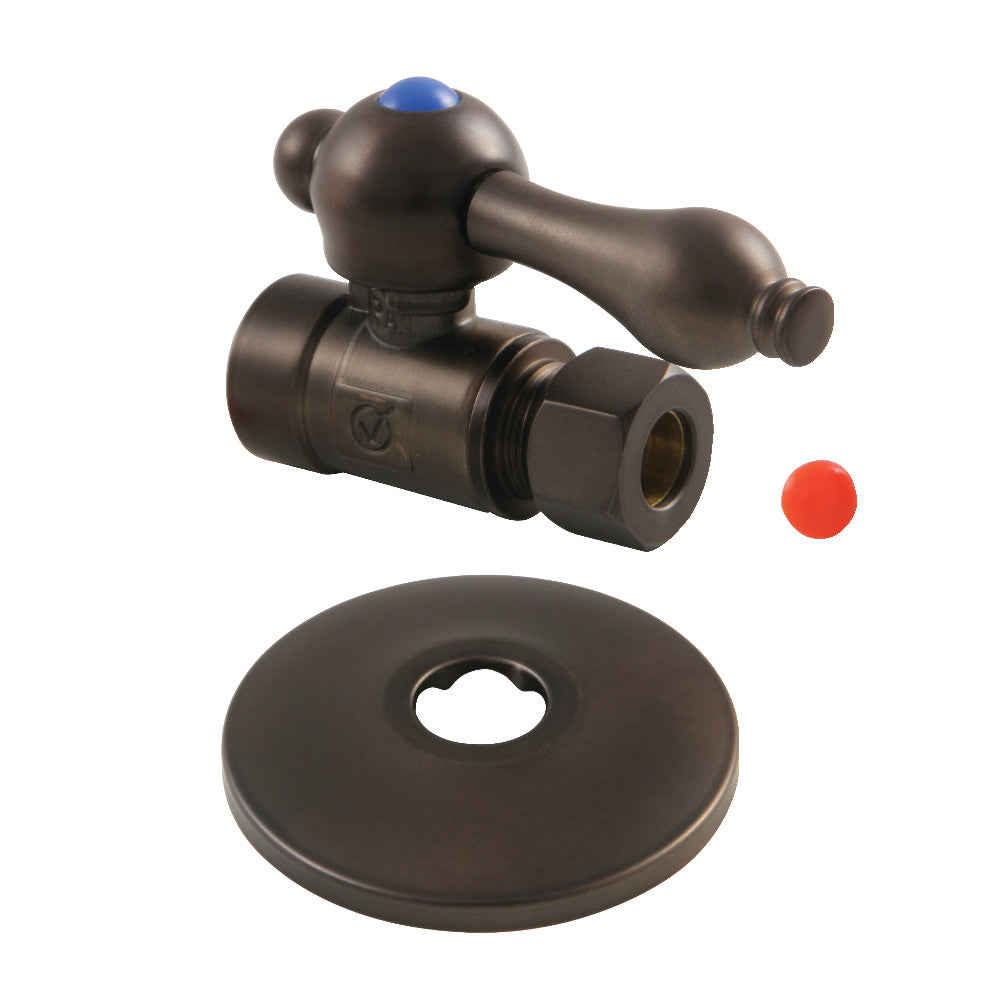 Kingston Brass CC43255K 1/2-Inch Sweat 3/8-Inch O.D. Comp Straight Stop Valve with Flange, Oil Rubbed Bronze - BNGBath