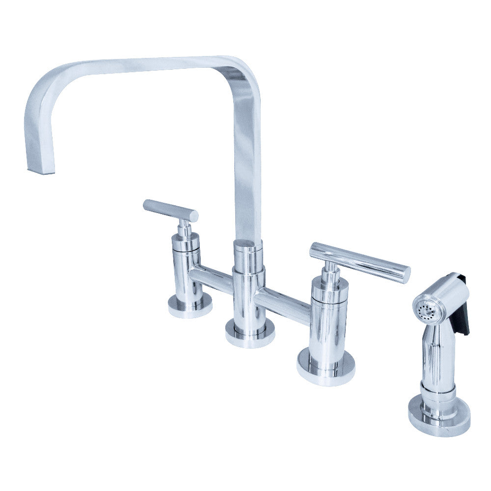 Kingston Brass KS8251CMLBS Manhattan 2-Handle Kitchen Faucet with Brass Side Sprayer, Polished Chrome - BNGBath