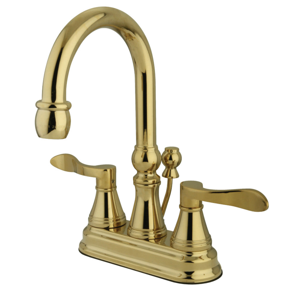 Kingston Brass KS2612DFL 4 in. Centerset Bathroom Faucet, Polished Brass - BNGBath