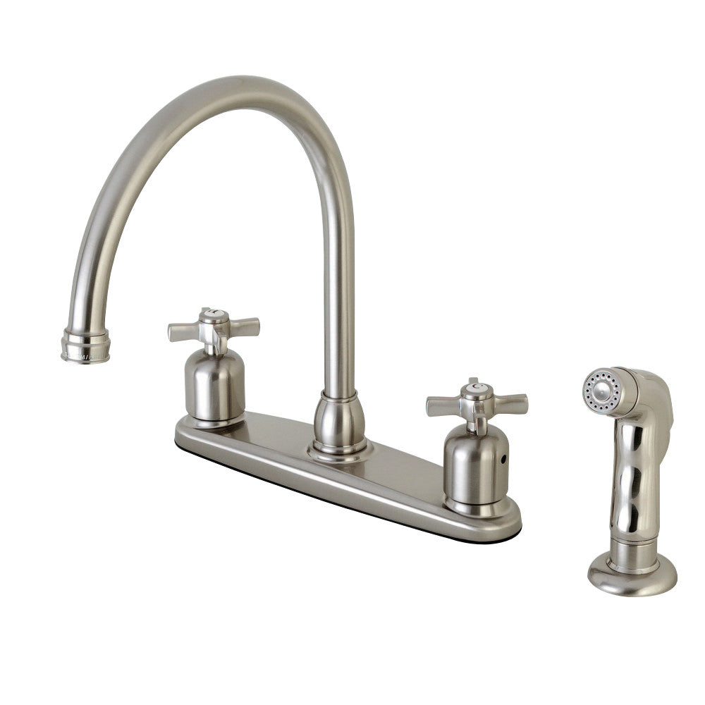 Kingston Brass FB798ZXSP Millennium 8-Inch Centerset Kitchen Faucet with Sprayer, Brushed Nickel - BNGBath