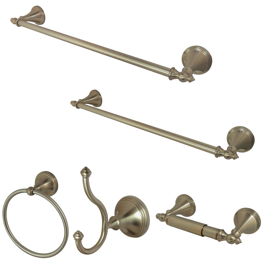 Kingston Brass BAHK1612478SN Naples 5-Piece Bathroom Accessory Set, Brushed Nickel - BNGBath