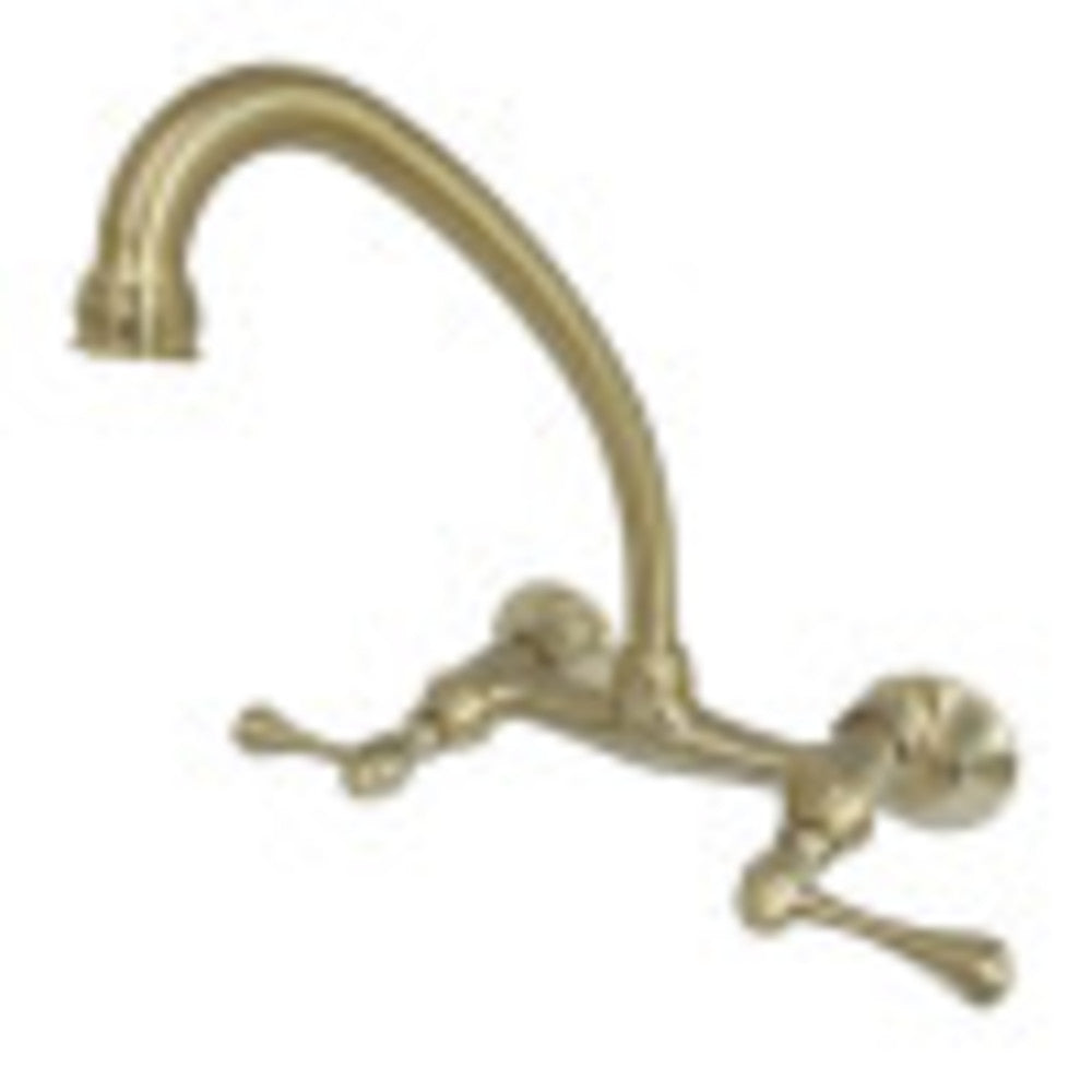 Kingston Brass KS314SB Kingston Two Handle Wall Mount Kitchen Faucet, Brushed Brass - BNGBath