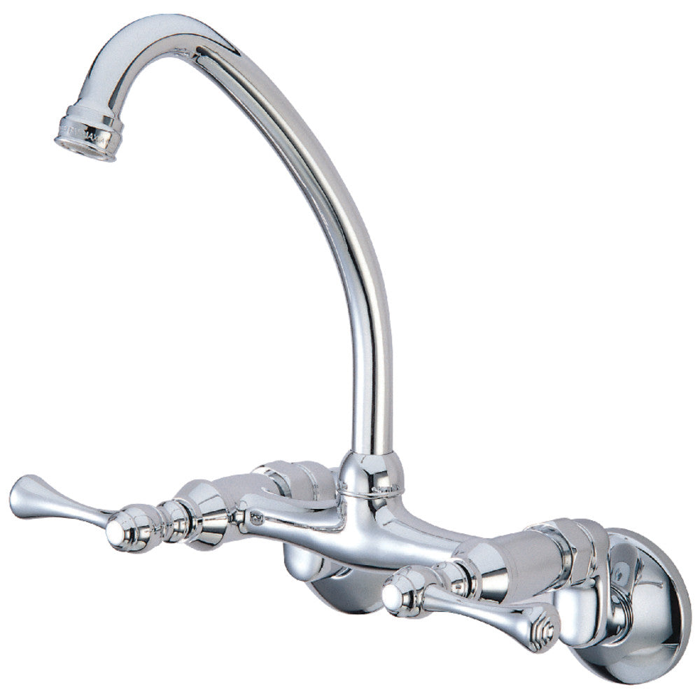 Kingston Brass KS314C Kingston Two Handle Wall Mount Kitchen Faucet, Polished Chrome - BNGBath