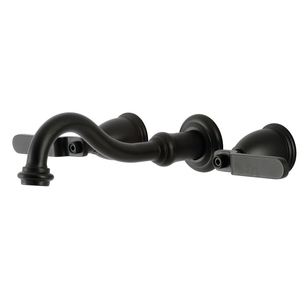 Kingston Brass KS3120KL Whitaker Two-Handle Wall Mount Bathroom Faucet, Matte Black - BNGBath