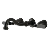 Thumbnail for Kingston Brass KS3120KL Whitaker Two-Handle Wall Mount Bathroom Faucet, Matte Black - BNGBath