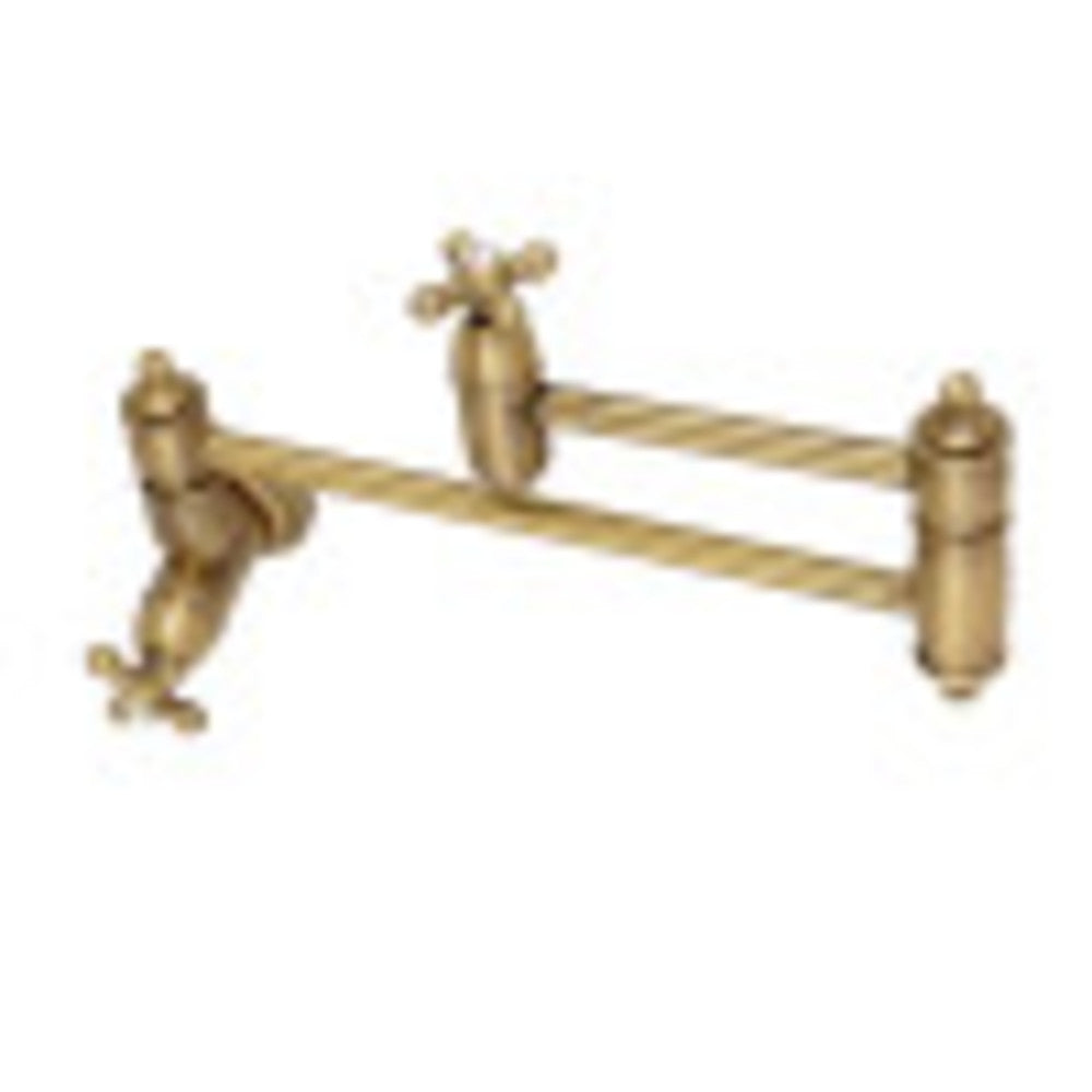 Kingston Brass KS3103AX Restoration Wall Mount Pot Filler Kitchen Faucet, Antique Brass - BNGBath