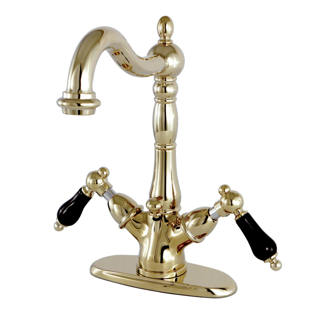 Kingston Brass KS1432PKL Duchess Two-Handle Bathroom Faucet with Brass Pop-Up and Cover Plate, Polished Brass - BNGBath