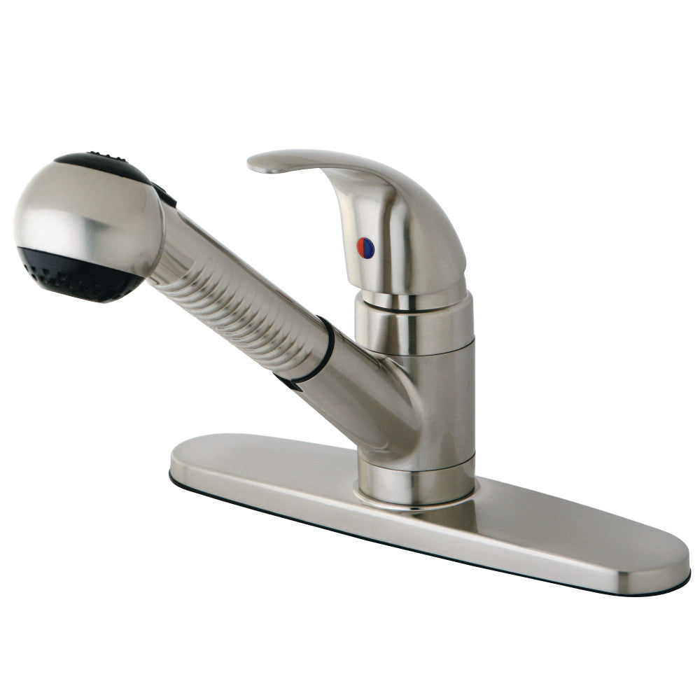 Kingston Brass GKB6708LL Water Saving Legacy Pull-out Kitchen Faucet, Brushed Nickel - BNGBath