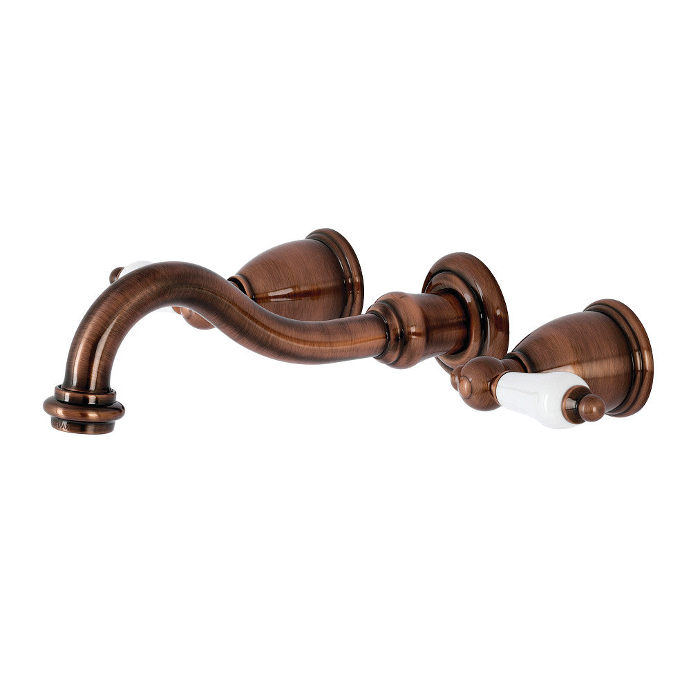 Kingston Brass KS312PLAC Vintage 2-Handle Wall Mount Bathroom Faucet, Antique Copper - BNGBath