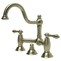 Thumbnail for Kingston Brass KS3918AL Restoration Bathroom Bridge Faucet, Brushed Nickel - BNGBath