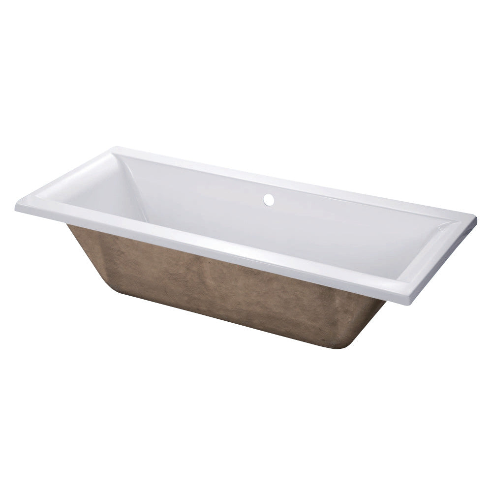 Aqua Eden VTPN672817C 67-Inch Acrylic Rectangular Drop-In Tub with Center Drain Hole, White - BNGBath