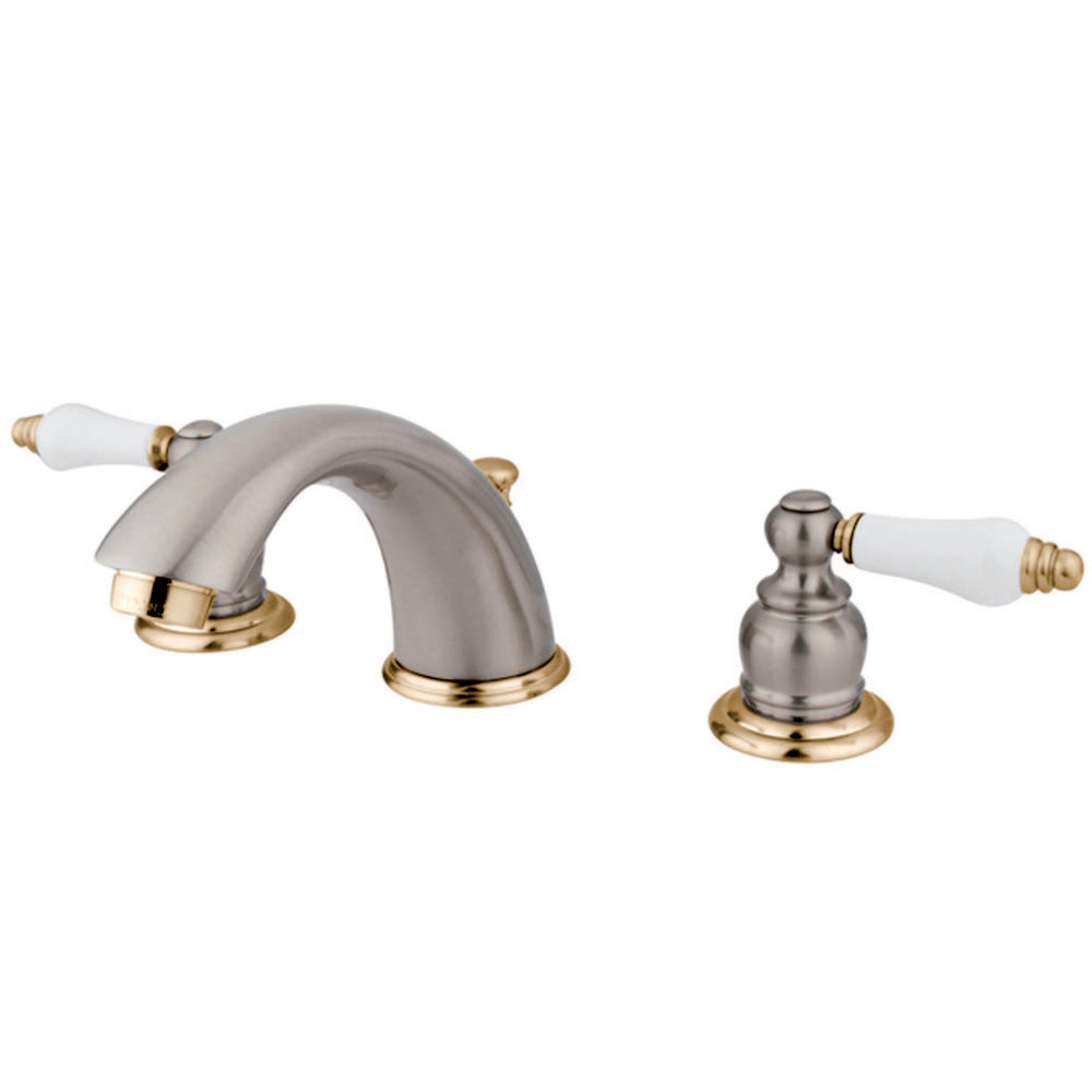 Kingston Brass KB979B Widespread Bathroom Faucet, Brushed Nickel/Polished Brass - BNGBath