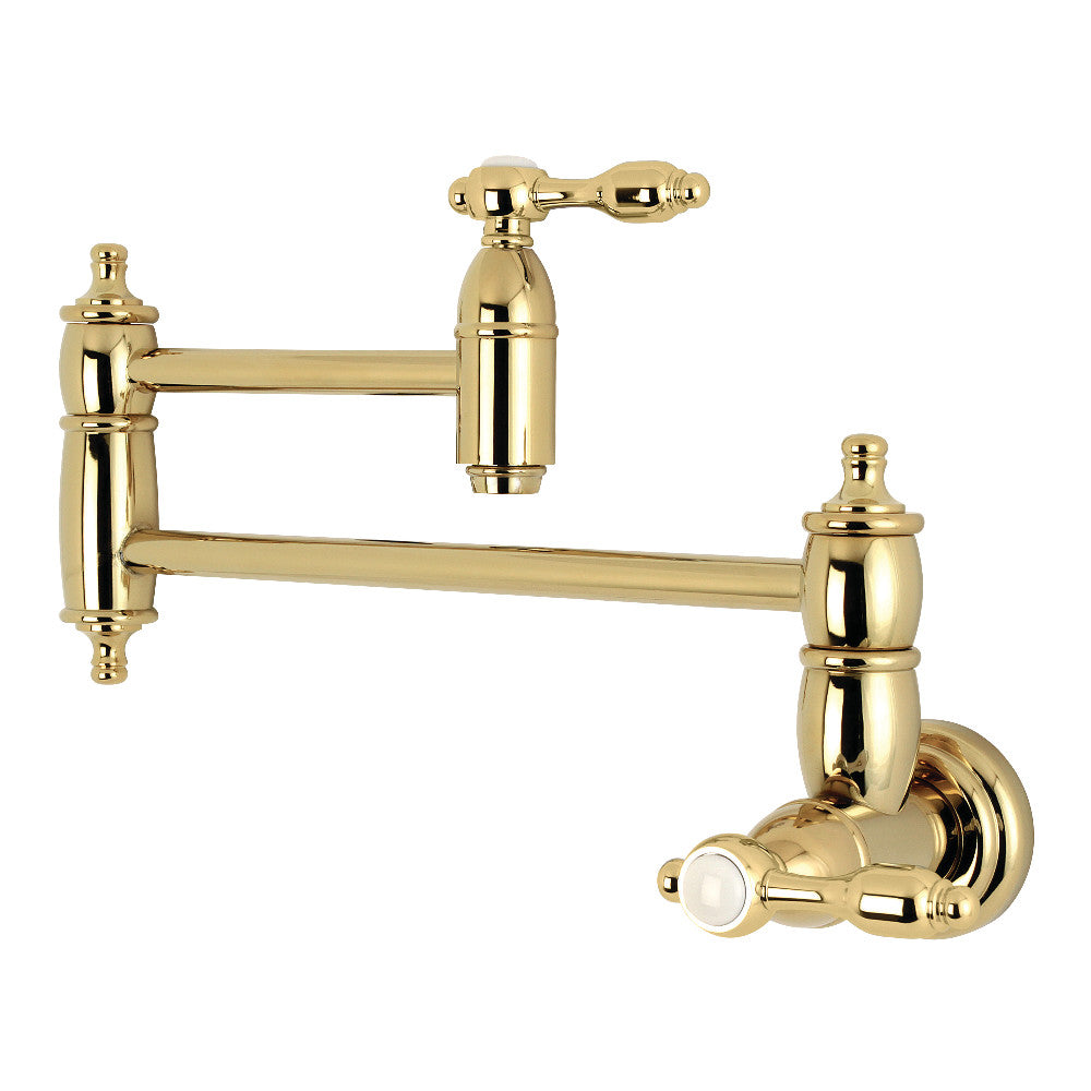 Kingston Brass KS3102TAL Tudor Wall Mount Pot Filler Kitchen Faucet, Polished Brass - BNGBath