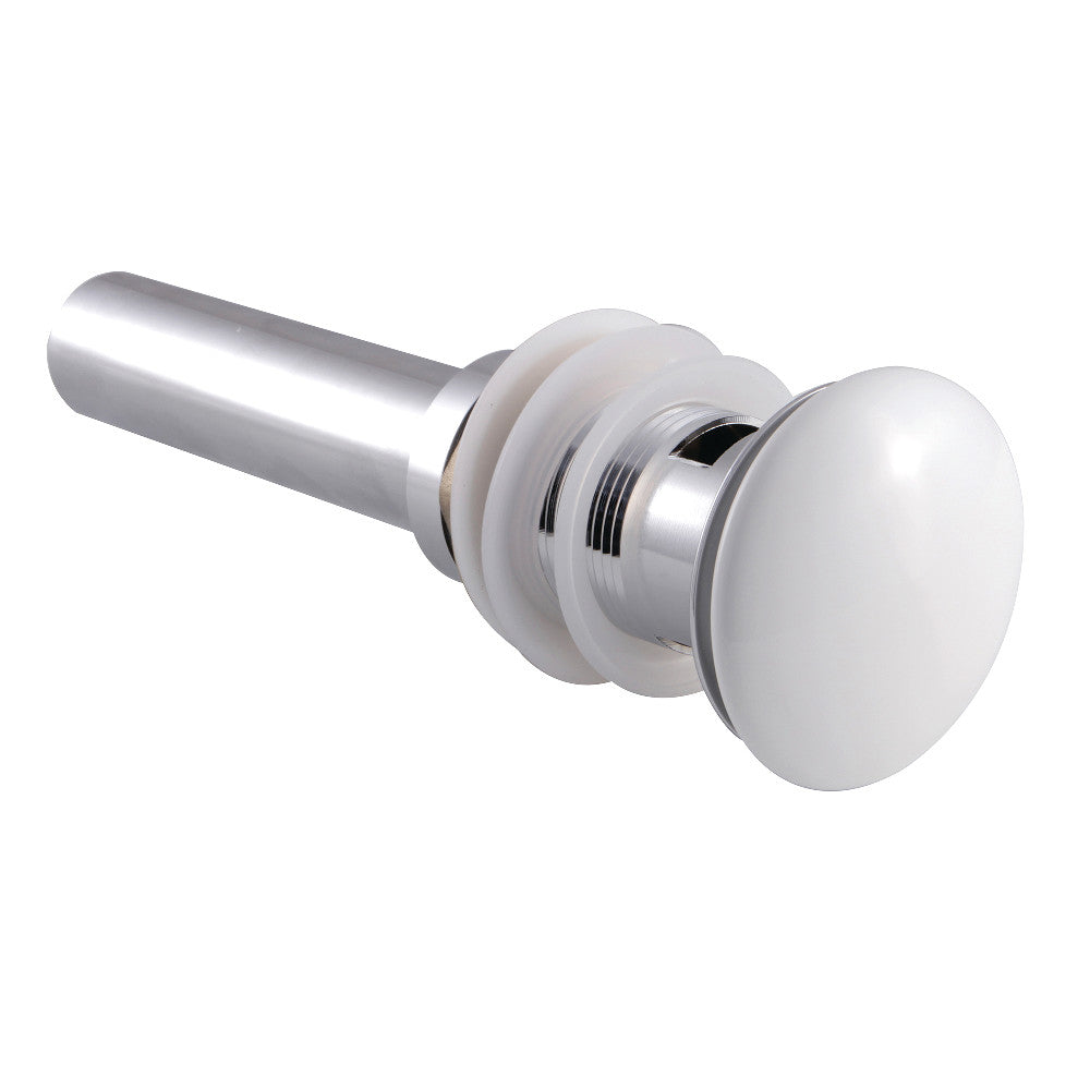 Kingston Brass EV6001WT Push Pop-Up Drain with Overflow, 22 Gauge, Polished Chrome/White - BNGBath