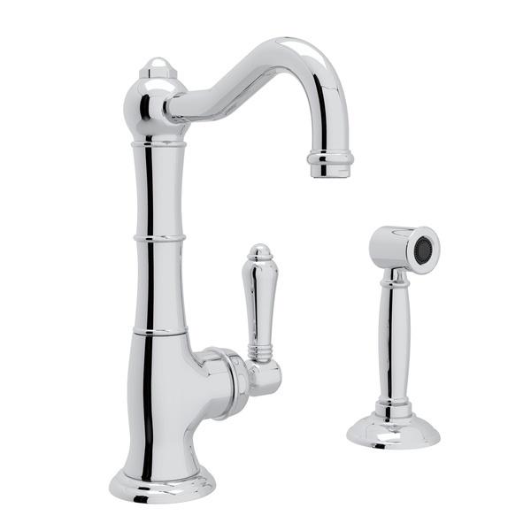 ROHL Cinquanta Single Hole Column Spout Kitchen Faucet with Sidespray - BNGBath