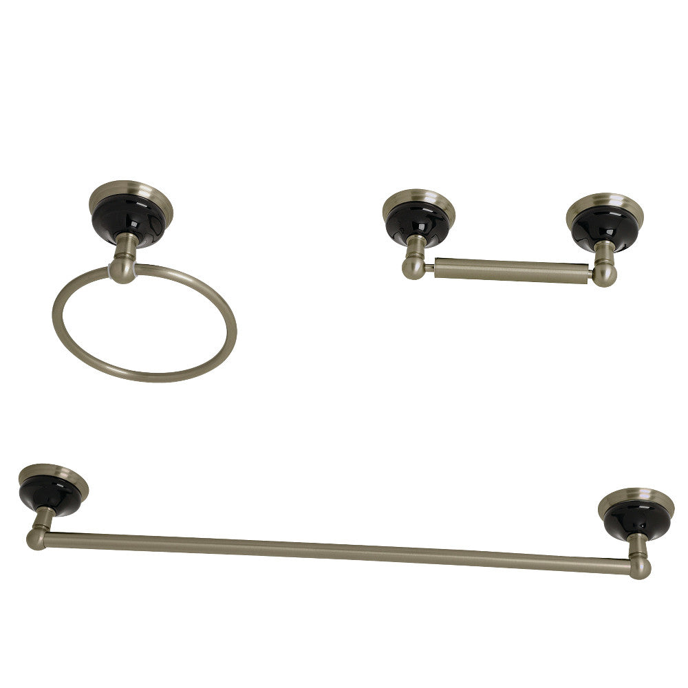 Kingston Brass BAK911248BN Water Onyx 3-Piece Bathroom Accessory Set, Brushed Nickel - BNGBath