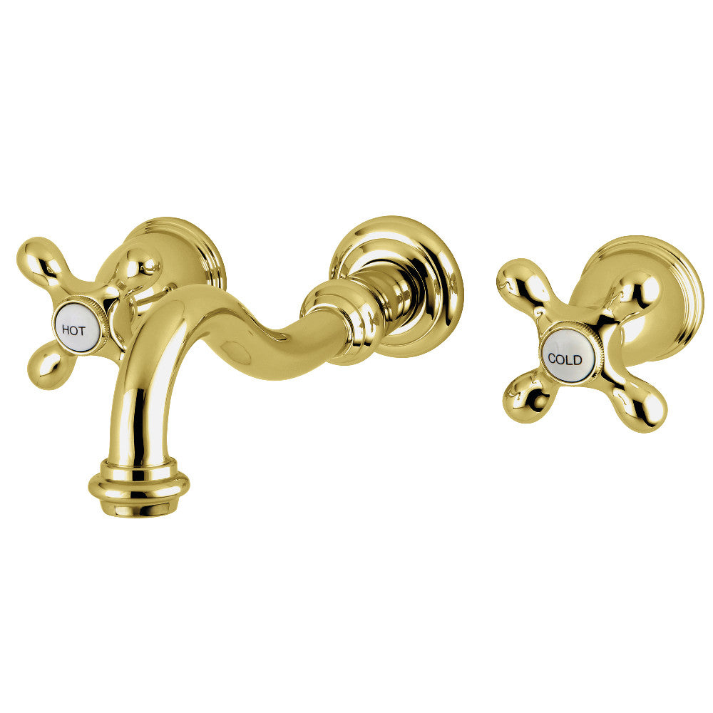 Kingston Brass KS3022AX Restoration Two-Handle Wall Mount Tub Faucet, Polished Brass - BNGBath