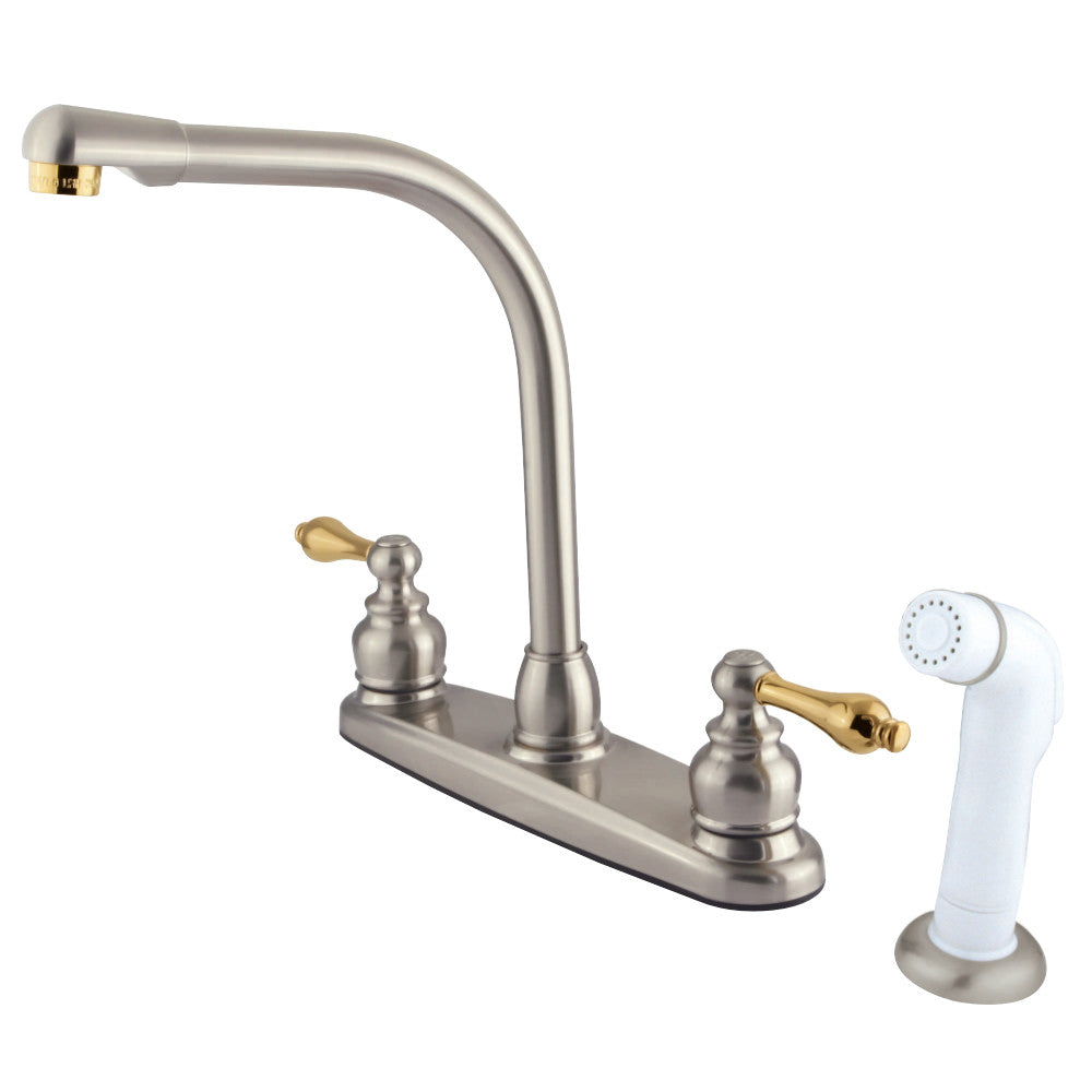 Kingston Brass GKB719AL Victorian Centerset Kitchen Faucet, Brushed Nickel/Polished Brass - BNGBath