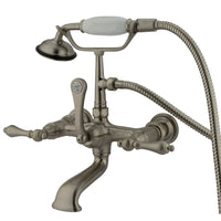 Thumbnail for Kingston Brass CC551T8 Vintage 7-Inch Wall Mount Tub Faucet with Hand Shower, Brushed Nickel - BNGBath