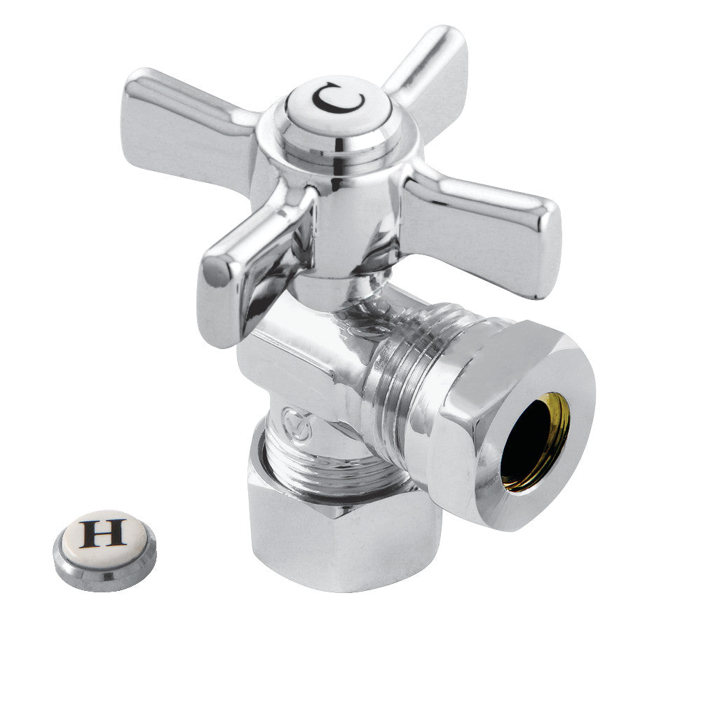 Kingston Brass CC54301ZX 5/8" OD Comp X 1/2" or 7/16" Slip Joint Angle Stop Valve, Polished Chrome - BNGBath