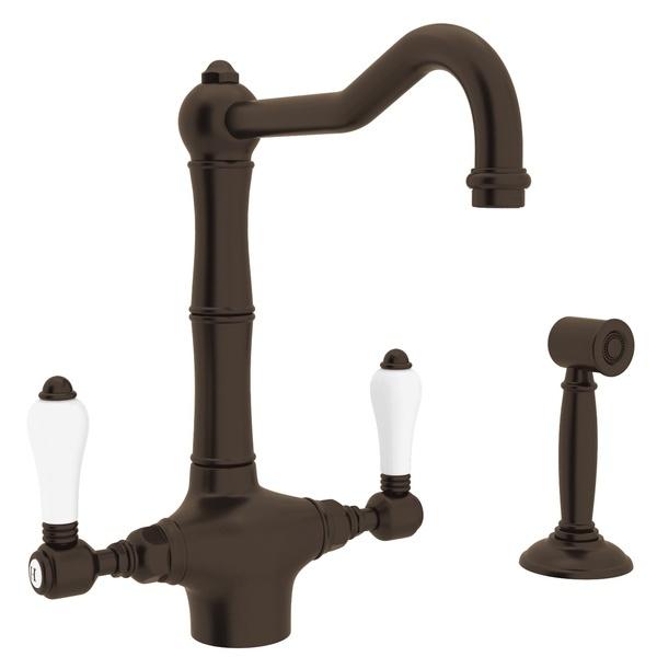 ROHL Acqui Single Hole Column Spout Kitchen Faucet with Sidespray - BNGBath