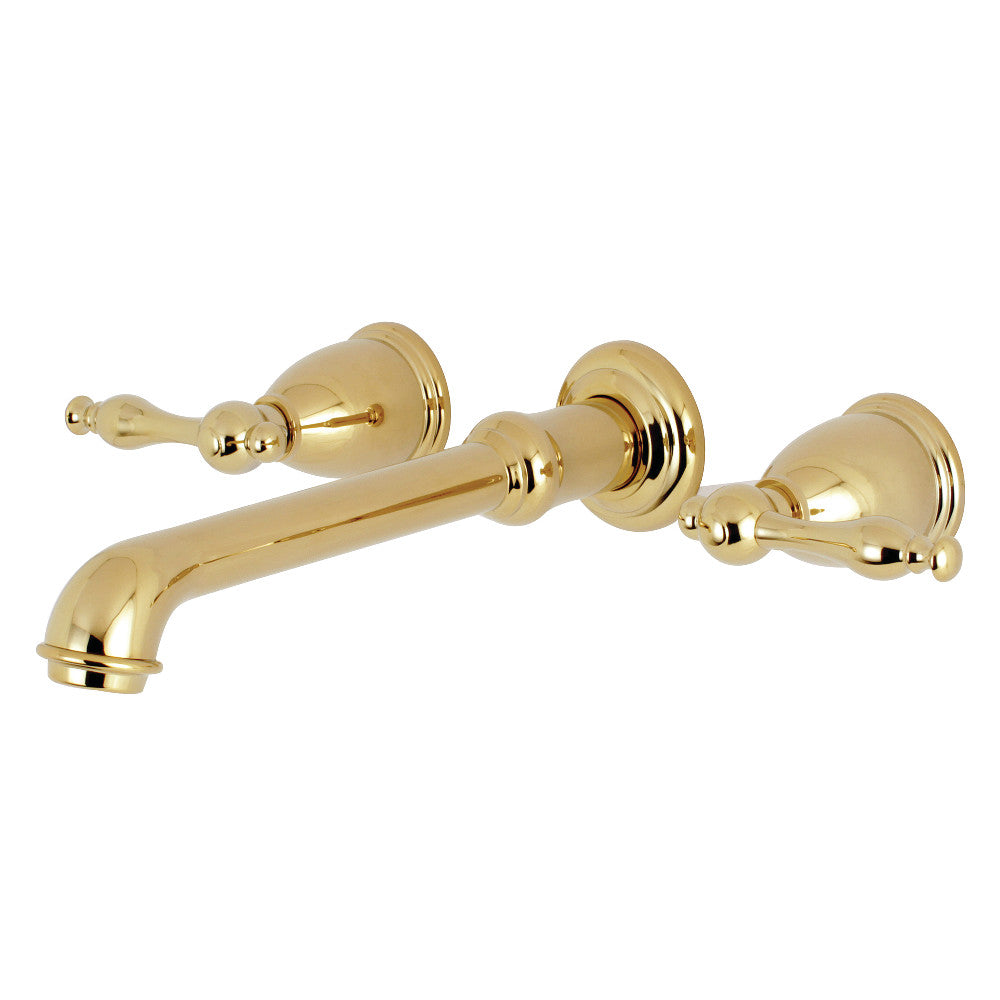 Kingston Brass KS7022NL Naples 2-Handle Wall Mount Roman Tub Faucet, Polished Brass - BNGBath