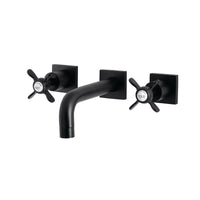 Thumbnail for Kingston Brass KS6120BEX Essex Two-Handle Wall Mount Bathroom Faucet, Matte Black - BNGBath