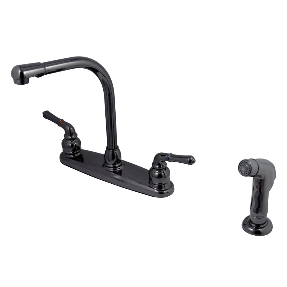 Kingston Brass NB750SP Water Onyx Centerset Kitchen Faucet, Black Stainless Steel - BNGBath