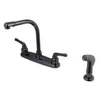 Thumbnail for Kingston Brass NB750SP Water Onyx Centerset Kitchen Faucet, Black Stainless Steel - BNGBath