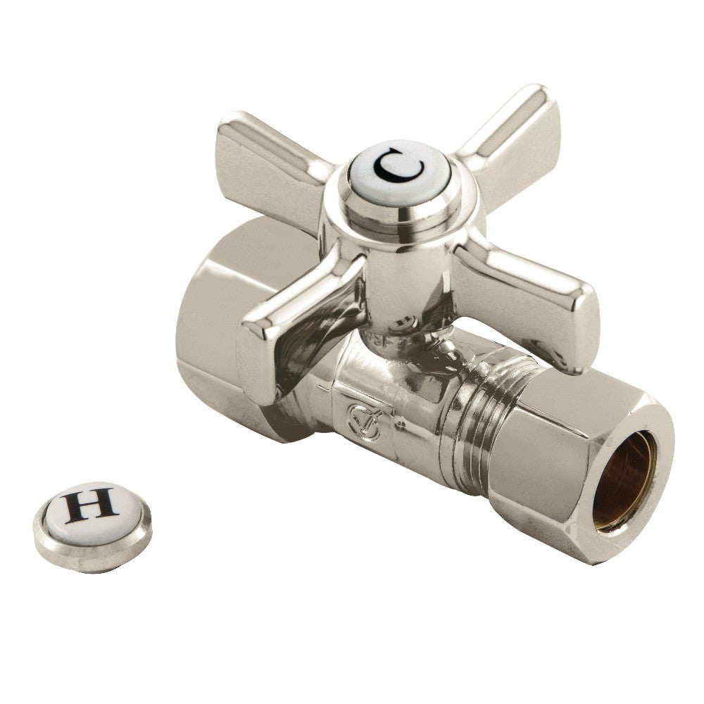 Kingston Brass CC44458ZX 5/8" OD Comp X 1/2" OD Comp Straight Shut-Off Valve, Brushed Nickel - BNGBath