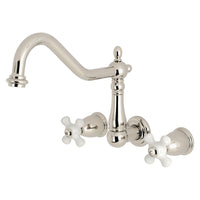 Thumbnail for Kingston Brass KS1026PX Heritage Wall Mount Tub Faucet, Polished Nickel - BNGBath